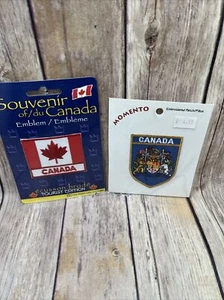 Canadian Embroidered Patch Lot of 2 Canada Flag & Coat of Arms Iron or Stitch on - Picture 1 of 9