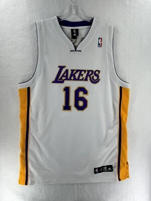 Los Angeles Lakers Adidas Jersey Men Sz 54 White Pau Gasol #16 NBA Basketball - Image 1 of 4