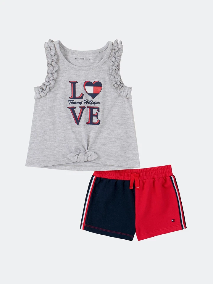 Nueva camiseta sin mangas y pantalones cortos Tommy Hilfiger para niña Elige talla y color Precio de venta sugerido por el fabricante $55  Foto 1 de 1