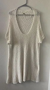 Free People Knit Dress Oversized Loose Knit White Size Small Beach Cover Up Boho - Picture 1 of 17