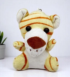 Tiger Schlüsselanhänger Plüsch weiches Stofftier gelb gestreift Taschenclip - Bild 1 von 6