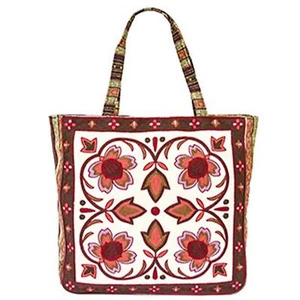 Borsa tote in tela arazzo Tessuta Borgogna - Foto 1 di 4