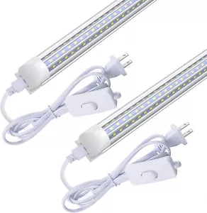 28W T8 2FT LED Tube Light Bulb D-Shaped LED Shop light Fixture 5000K-6500K - Picture 1 of 12