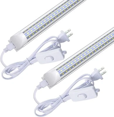 2Pcs D-Shaped 2FT T8 Integrated LED Tube Lights 28W Cool 6000K LED Shop Lights - Image 1 of 4