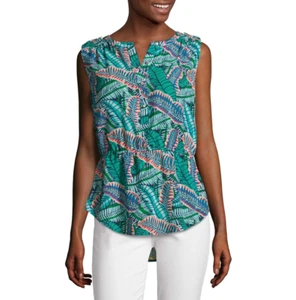 Liz Claiborne Sleeveless Y Neck Woven Leaf Blouse Size S New    - Picture 1 of 1