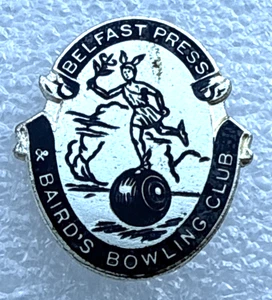 Baird's Bowling Club - Belfast Press - Vintage Enamel Badge - Northern Ireland - Picture 1 of 3