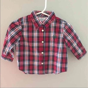 Chaps NEW Baby Red Plaid Button Down Shirt 6 months - Picture 1 of 2