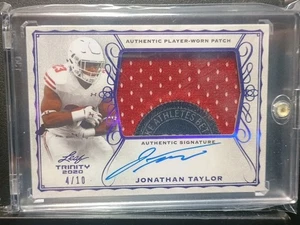 2020 Leaf Trinity Laundry Tag Jersey Patch On Card Auto Jonathan Taylor #d 4/10! - Picture 1 of 2