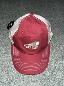 Velvet Red & Tan Pacific Golf Coast Golf Club Trucker Style Baseball Cap Hat - Picture 1 of 7