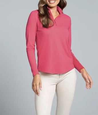 NUEVO CON ETIQUETAS IBKUL Damas Grande Manga Larga Cremallera Cuello Simulado Sandía Foto 1 de 4