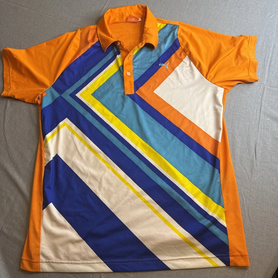 Polo de golf Puma multicolor a rayas USP DRY manga corta para hombre talla L Foto 1 de 4