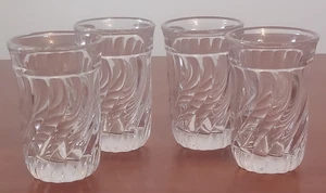 z HTF Fostoria COLONY Clear Elegant SWIRL Glass Flat 3 5/8" JUICE TUMBLERS Set 4 - Picture 1 of 4