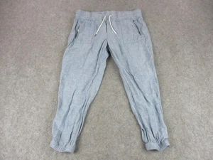 Athleta Cabo Linen Jogger Pants Womens 16 Blue Tapered Elastic Waist Lightweight - Picture 1 of 13