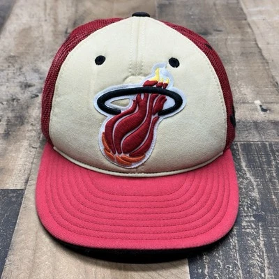 Adidas Miami Heat Mesh Snapback Hat NBA Hardwood Classics Adjustable Cap - Image 1 of 4