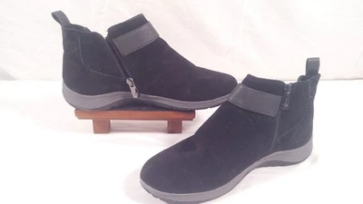 Easy Spirit Black Suede Ankle Boots With Zipper Closure Strap 9 1/2 - Image 1 of 4