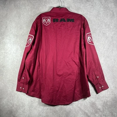 Wrangler Dodge RAM Rodeo Shirt Mens Size 2XL Red Button Western Cowboy NEW  - Image 1 of 4