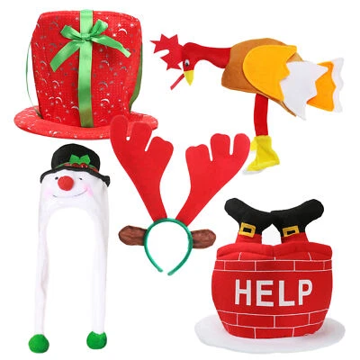 ILOVEFANCYDRESS PACK OF 5 CHRISTMAS HATS XMAS NOVELTY FANCY DRESS ACCESSORY FUNNY OFFICE PARTY