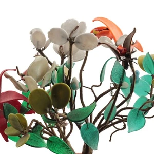 Antique Czech handmade wired lampwork glass bead flower and leaf stem ornament - Picture 1 of 3
