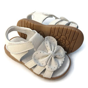 Girls real Leather Butterfly sandals white shoes baby toddler kid child footwear