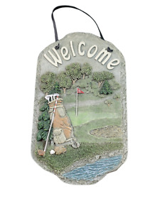 Golf Themed Slate Welcome Sign Plaque Outside Wall Decor 13" x 8"