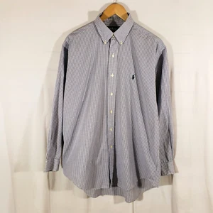 Ralph Lauren Yarmouth Men's Size 16 - 33 Blue White Check Button Down Shirt - Picture 1 of 9