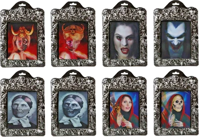 4er Pack 3D Hologramm Bilder Dame Frau im Rahmen Teil 2 H_4 Halloween Dekoration - Bild 1 von 3