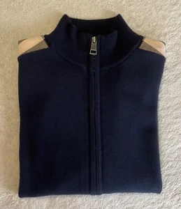 Pre-owned Burberry Navy Blue Nova Check Panel Zip Up Sweater / Cardigan 7Y - Picture 1 of 6