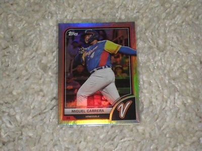 2023 Topps World Baseball Classic #34 Miguel Cabrera Rainbow Foil Venezuela PWE - Image 1 of 2