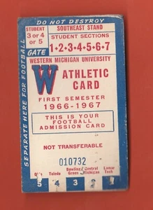 1966-67 WESTERN MICHIGAN UNIVERSITY STUDENT ATHLETIC CARD - FOOTBALL BASKETBALL - Picture 1 of 3