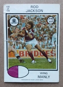 1975 SCANLENS RUGBY LEAGUE Rod Jackson Card #125 Manly Sea Eagles - Picture 1 of 2