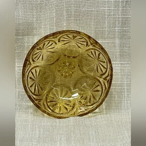 Vintage Anchor Hocking Prescut Star of David Amber Glass Berry Bowl 4.5" Retro - Picture 1 of 6