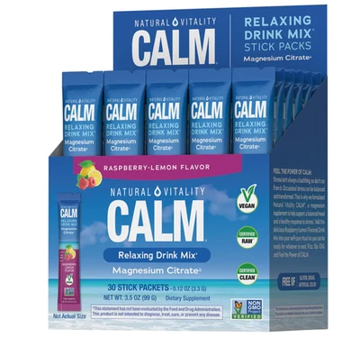 Paquetes de magnesio CALM | 30 unidades | Sabor frambuesa limón | por Natural Vitality Foto 1 de 4