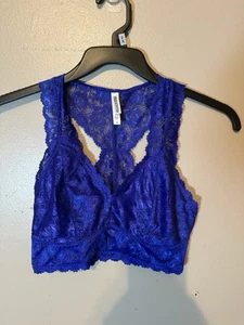 Zenana Outfitters Bralette blu royal pizzo schiena foderata morbida senza fili nuova senza etichette M - Foto 1 di 3