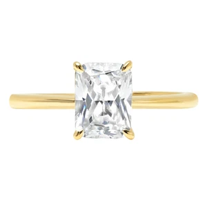 1 cttw Solitaire Moissanite Engagement Ring - 14K Solid Gold (Yellow Gold) - Picture 1 of 11