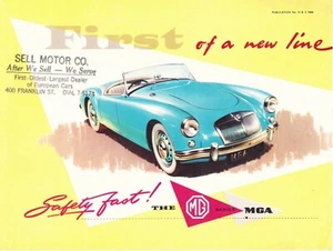 FIRST OF A NEW LINE. THE MG SERIES MGA. FOLD-OUT BROCHURE. 1950-60'S? SCARCE - Picture 1 of 3