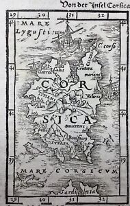 Rarissime Carte de la Corse en 1561 Aléria Centuri Lotu Bonifacio Sardaigne