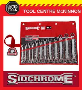 SIDCHROME SCMT22298 12pce PRO SERIES RATCHET RING & OPEN END METRIC SPANNER SET - Picture 1 of 2
