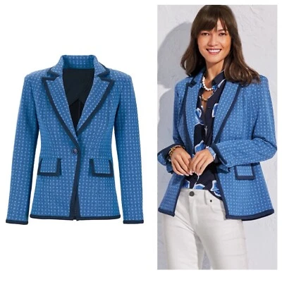 NWT Cabi Scholarship Blazer in blue check style 6027 stretch office Nautical M - Image 1 of 4