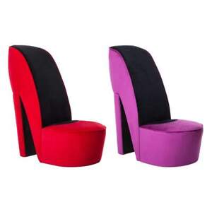 Schuhsessel Samt High Heel Design Sessel Stuhl Polstersessel Lila/Rot vidaXL