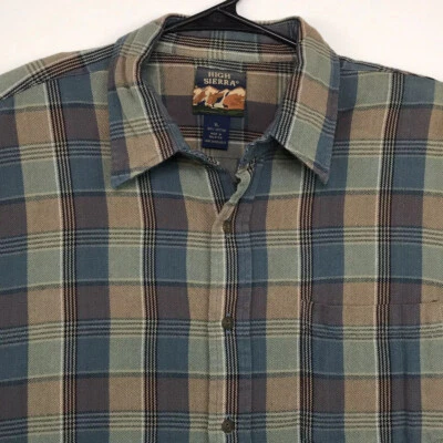 High Sierra Button Up Shirt Men’s Size XL Dark Blue Green Plaid - Image 1 of 4
