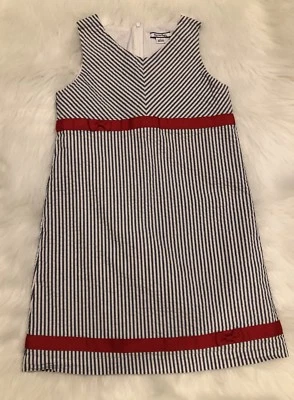 Hartstrings Girls Chambray Bow Shift Dress Size 7 - Image 1 of 2