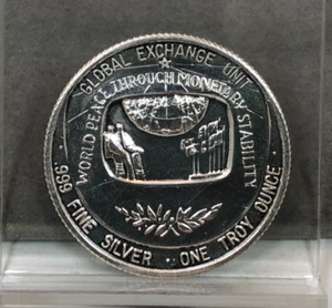 Frontier Silver Global Exchange World Peace Thru Monetary Stability 1oz AG Round - Bild 1 von 4