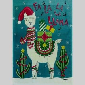 "FA LA LA LA LLAMA" Christmas Garden Size Flag - Picture 1 of 1
