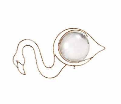 Mid Century Metal Flamingo Lawn Ornament Bird Statue Garden Sculpture Chrome Foto 1 de 3