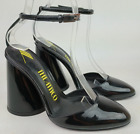 The Attico Luz Block Cone Heel Ankle Strap Pumps Black Patent Size 36.5 $990+