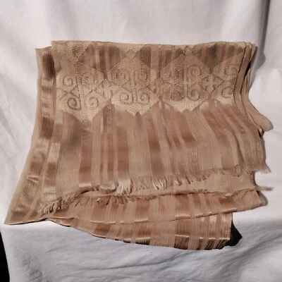 Dupatta / Stole / Golden Striped Approximately 26" x 81" - Imperfect Unbranded - Image 1 of 4