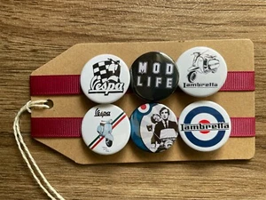 Mod, Lambretta, Roller, Vespa, 50er Jahre, Ska, Quadrophenia - Button Pin Anstecker Set - Bild 1 von 4