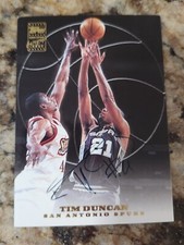 1990-00 Topps Tim Duncan Auto Autograph On card Spurs HOF 