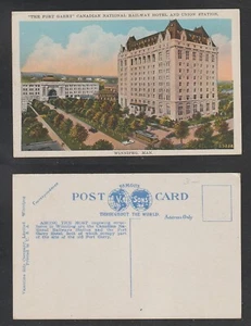 Winnipeg Manitoba MB Postcard Canadian National Railway Hotel and Union Station - Bild 1 von 3