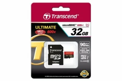 Transcend Memory Card Micro SD 32GB 600x + Adattatore SD TS32GUSDHC10U1 - Immagine 1 di 4